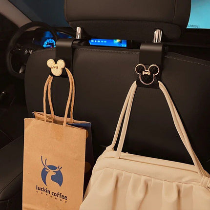 Cat-Themed Car Seat Back Hooks - 2pc Vehicle Organizer for Bags & Accessories - Wnkrs