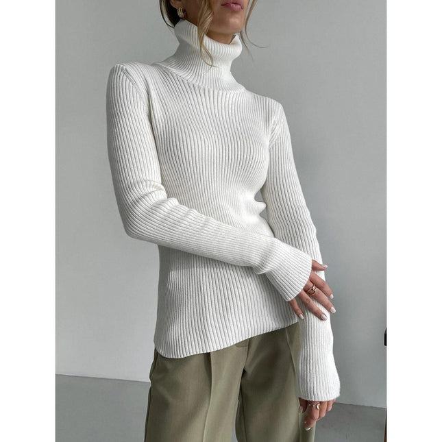 Suéter de cuello alto grueso de otoño e invierno para mujer