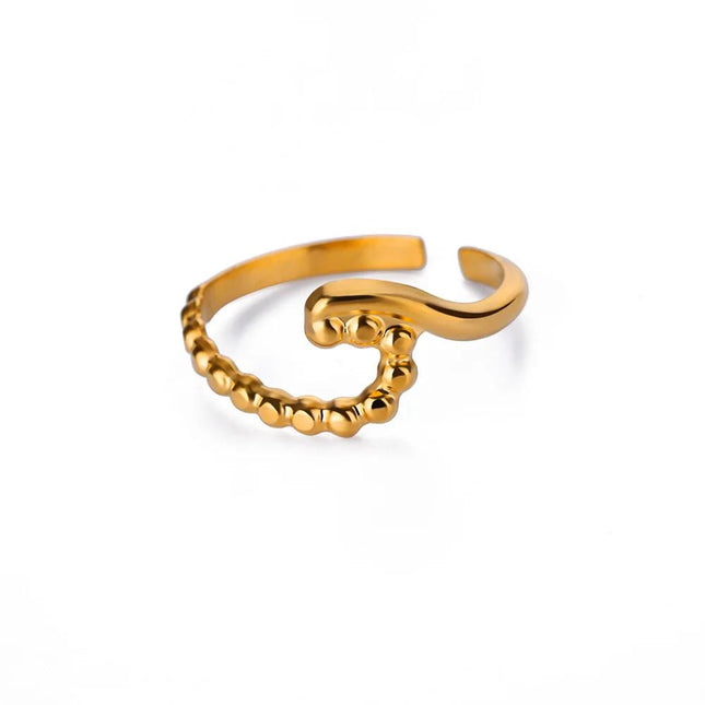 Anillo de onda dorado para mujer