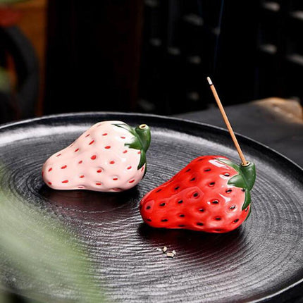 Porte-encens en porcelaine à la fraise