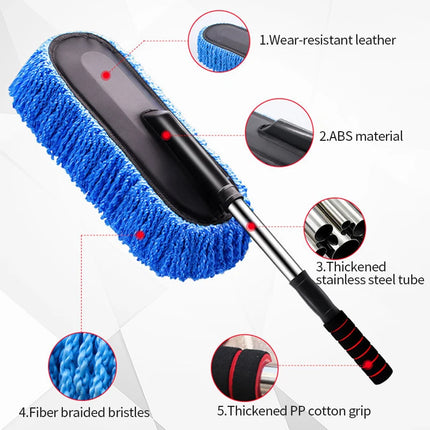 Balai de lavage de voiture réglable avec brosse en microfibre et kit anti-poussière