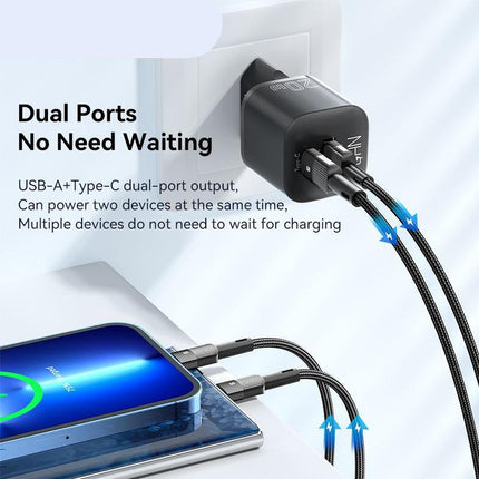 20W GaN USB-C PD Fast Charger with Dual Port QC 3.0