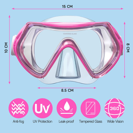 Máscara de snorkel para niños con protector nasal