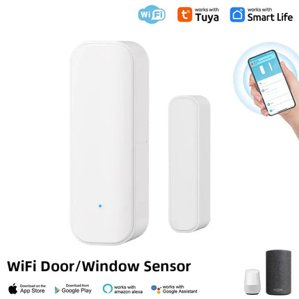 Tuya WiFi Zigbee Window Door Sensor With Battery Smart Home Security Alarm System Voice Control Via Alexa Google Home Smart