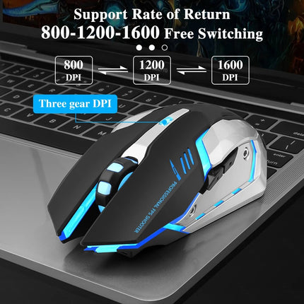 Rechargeable Wireless Gaming Mouse with LED Backlight and Ergonomic Design