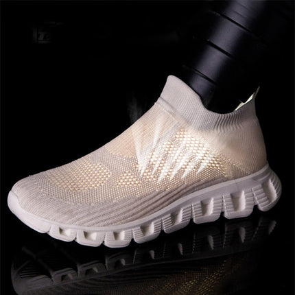 Casual Solid Color Flying Woven Sports Shoes Men Lightweight Breathable Mesh Shoes Summer Sneakers