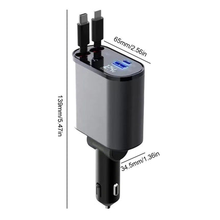 4-in-1 USB Car Fast Charger with PD QC3.0 & Digital Display - Wnkrs