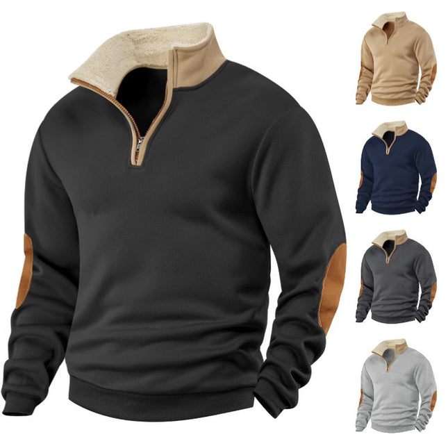 Suéter de manga larga para hombre estilo cárdigan retro patchwork