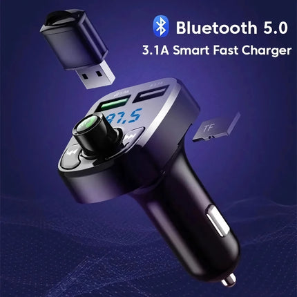 Transmetteur FM Bluetooth MP3 LED pour voiture avec double chargeur USB et appels mains libres