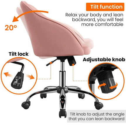 Pink Velvet Adjustable Swivel Office Chair - Wnkrs