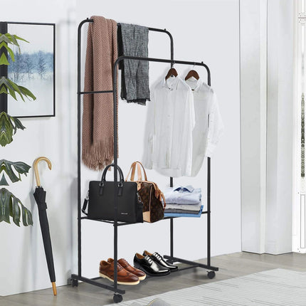 Double Rail Clothes Rack with Shoe Storage - Wnkrs