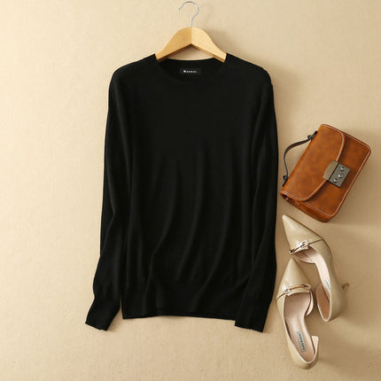 Women's Silk and Cashmere Basic Sweater - Wnkrs