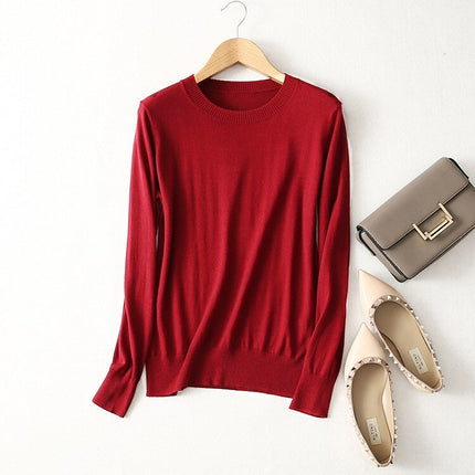 Women's Silk and Cashmere Basic Sweater - Wnkrs