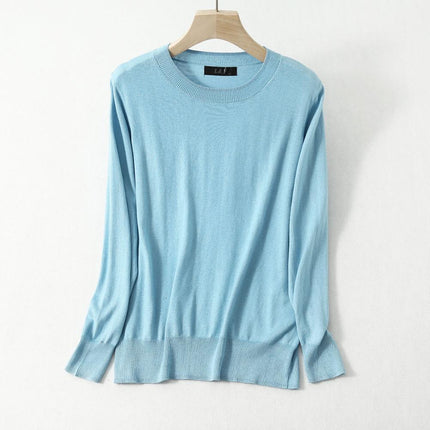 Women's Silk and Cashmere Basic Sweater - Wnkrs