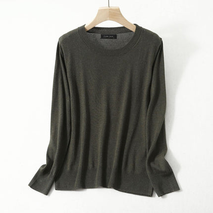 Women's Silk and Cashmere Basic Sweater - Wnkrs