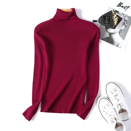 Women's Knitted Winter Turtleneck Sweater - Wnkrs