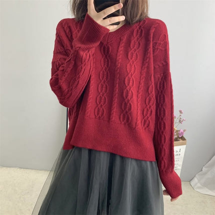 Women's Casual Solid Color V-Neck Long Sleeved Jumper - Wnkrs