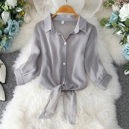 Women's Tie Waist Chiffon Shirt - Wnkrs