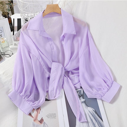 Women's Tie Waist Chiffon Shirt - Wnkrs