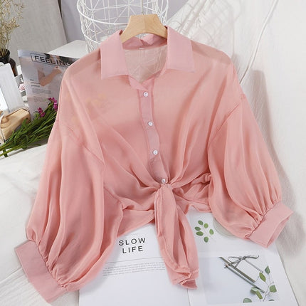 Women's Tie Waist Chiffon Shirt - Wnkrs