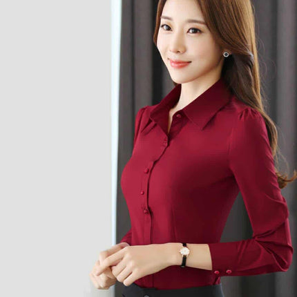 Women's Solid Color Office Shirt - Wnkrs