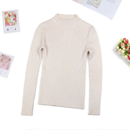 Solid Turtleneck Knitted Sweater for Women - Wnkrs