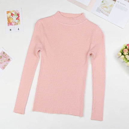 Solid Turtleneck Knitted Sweater for Women - Wnkrs