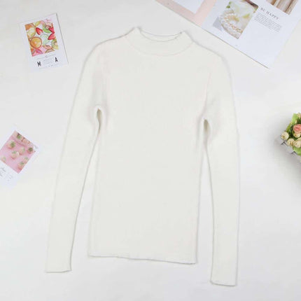 Solid Turtleneck Knitted Sweater for Women - Wnkrs