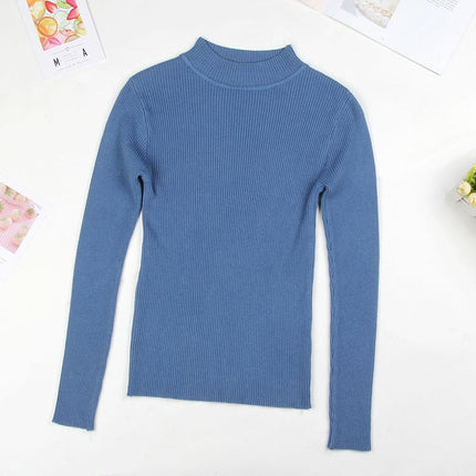 Solid Turtleneck Knitted Sweater for Women - Wnkrs