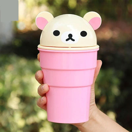 Cute Cartoon Bear Car Trash Can with Rolling Cover - Wnkrs