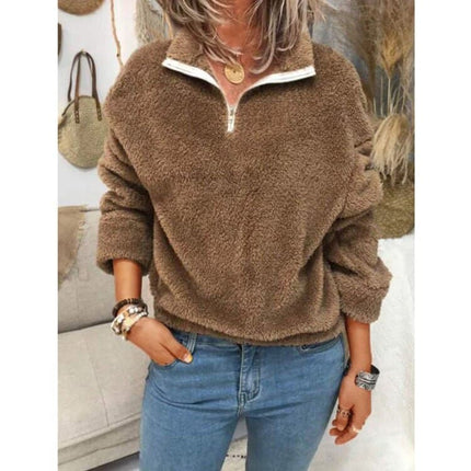 Women's Fleece Turn-Down Collar Sweater - Wnkrs