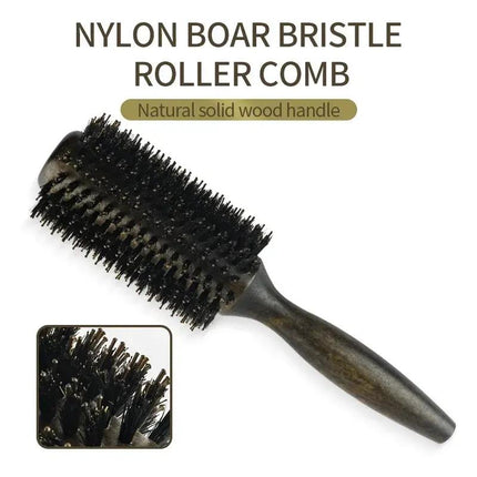 Brosse à cheveux ronde professionnelle en poils de sanglier