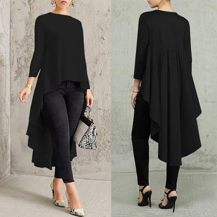 Asymmetrical Pleated Long Sleeve Top for Women - Wnkrs