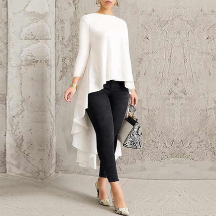 Asymmetrical Pleated Long Sleeve Top for Women - Wnkrs