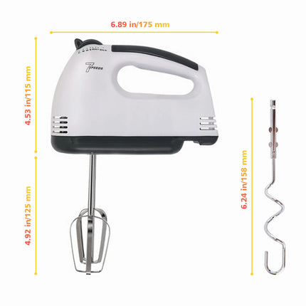 Hand Mixer Electric, Stainless Steel Electric Whisk With Dough Hooks For Baking, 7 Speeds, 260W, Turbo Boost & Easy Eject Button - Wnkrs