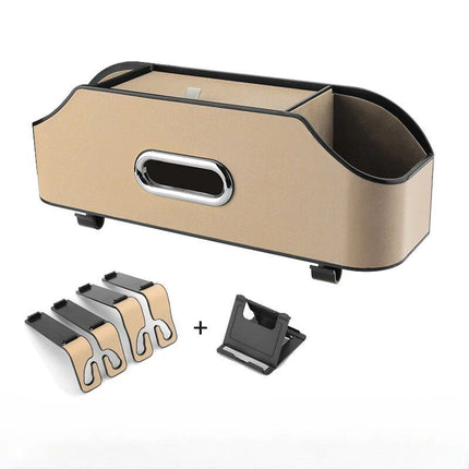 Leather Multi-Use Car Storage Box with Tissue Holder & Phone Stand - Wnkrs