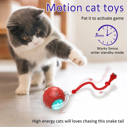 Pelota interactiva para gatos con sonido de chirrido y sensor de movimiento