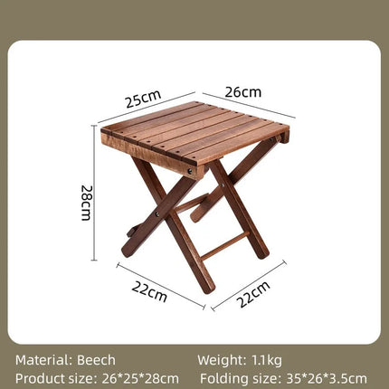 Tabouret pliant portable en bois de hêtre