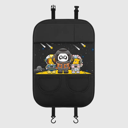 Car Seat Back Protector with Cartoon Design & Storage Pocket - Wnkrs