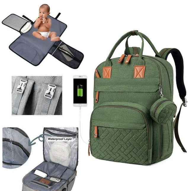 Multifunctional Diaper Bag Backpack with Changing Station - Waterproof, Spacious, and Versatile for Modern Parents - Wnkrs