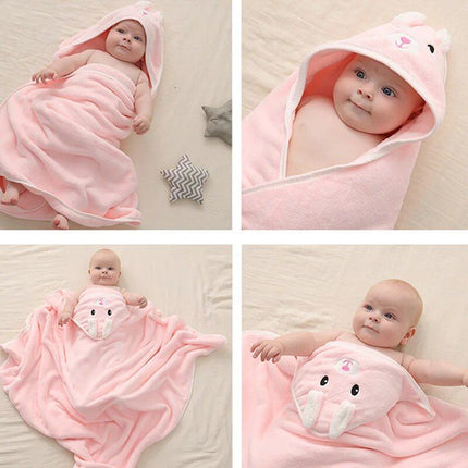 Soft & Adorable Cartoon Animal Hooded Baby Towel - Warm, Cozy Cotton Bathrobe for Newborns & Toddlers - Wnkrs