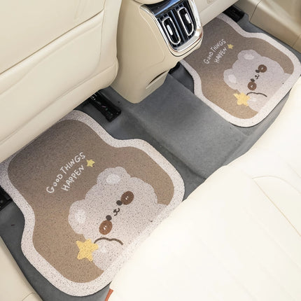 Tapis de sol de voiture en fil de fer avec dessin animé d'ours mignon - Tapis de protection avant et arrière