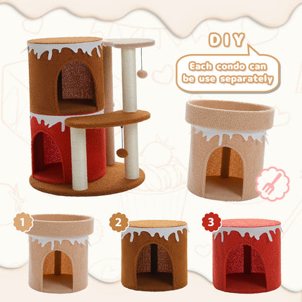 Torre de árbol para gatos de varios niveles con percha grande y postes rascadores de sisal para gatos de interior