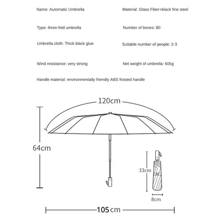 Paraguas plegable automático ultrarresistente de 80 varillas