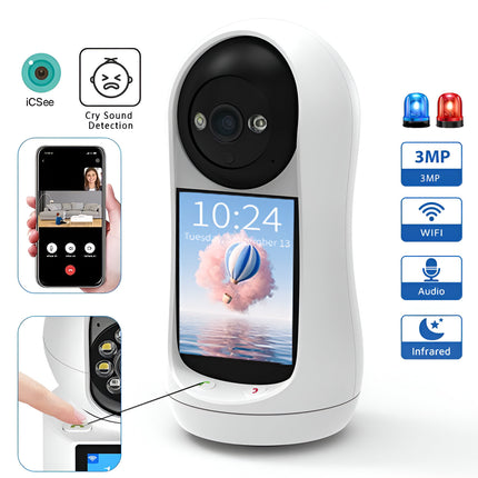 3MP PTZ WiFi Camera Baby Monitor with 2.8” IPS Screen & Cry Detection