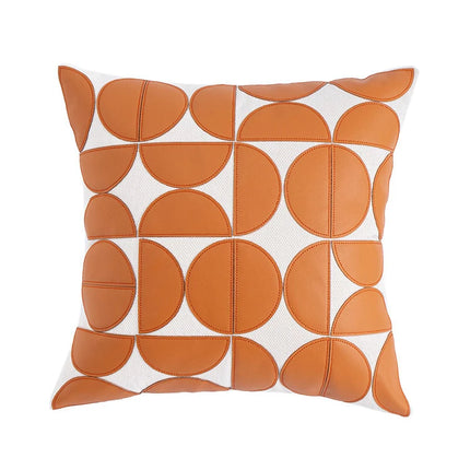 Housse de coussin patchwork en similicuir 45 x 45 cm – Vert, orange, marron, noir