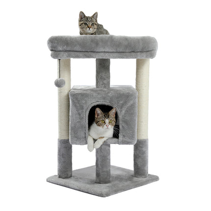 Torre de árbol para gatos grande con percha, hamaca y poste rascador