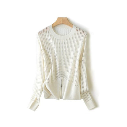 Chic Hollow Out Silk Blend Sweater