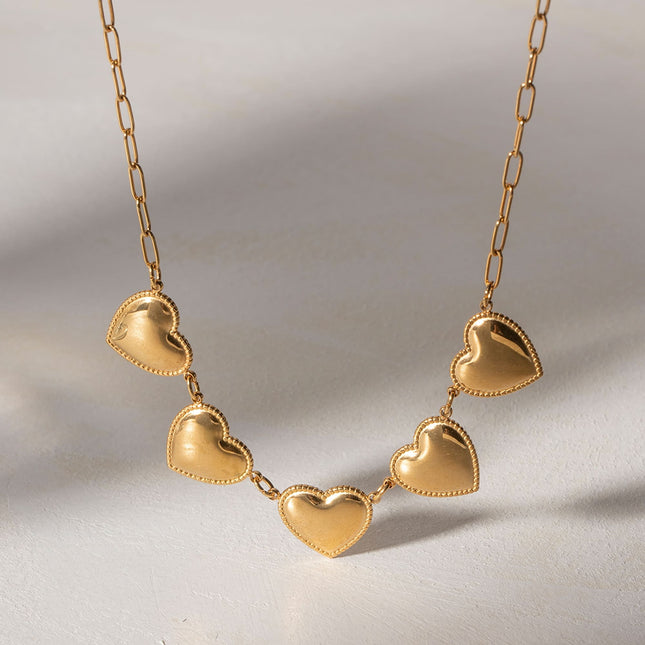 Gold-Plated Heart Pendant Stainless Steel Necklace