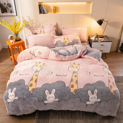 Four-piece Bedding With Velvet Sheets To Keep Warm Milk Velvet - Wnkrs